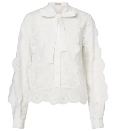 Elie Saab Embroidered tie-neck blouse | Thumbnail 1 Elie Saab Embroidered tie-neck blouse | Thumbnail 1