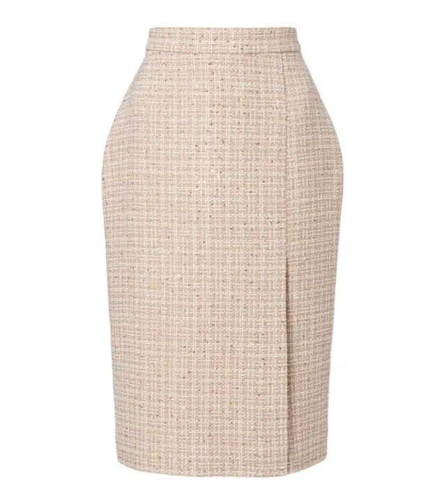 Elie Saab Checked sequined tweed midi skirt
