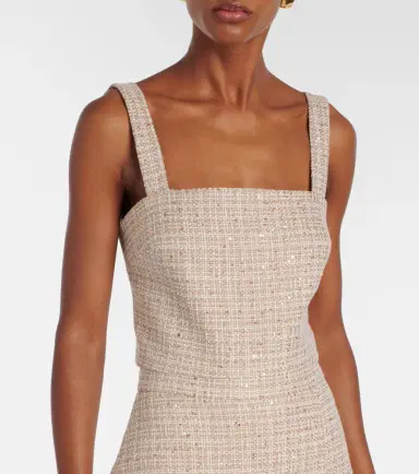 Elie Saab Checked sequined tweed crop top | Thumbnail 2