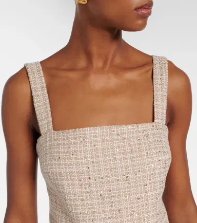 Elie Saab Checked sequined tweed crop top | Thumbnail 4