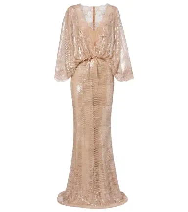 Elie Saab Lace-trimmed sequined mesh gown | Thumbnail 1