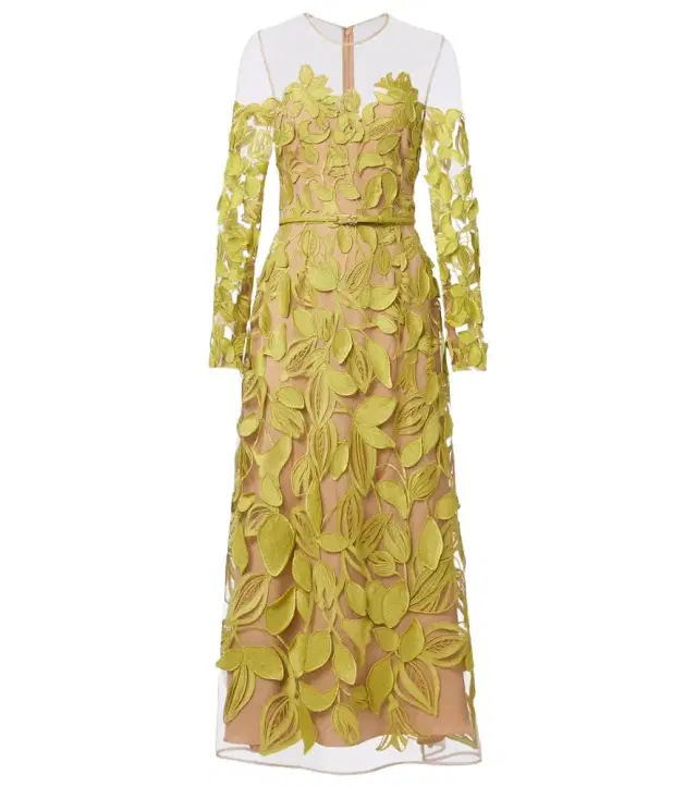 Embroidered silk-blend midi dress Embroidered silk-blend midi dress