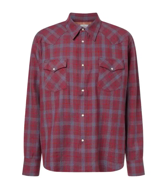 Four Corners checked wool and linen shirt