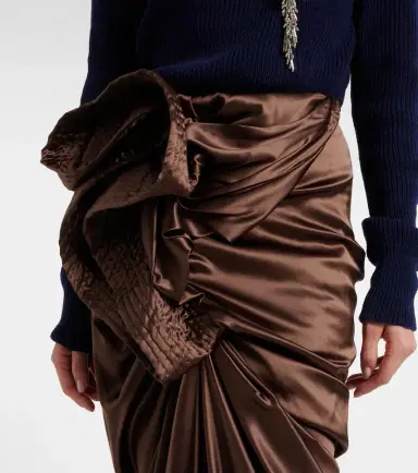 Dries Van Noten Draped silk-blend satin midi skirt | Thumbnail 4 Dries Van Noten Draped silk-blend satin midi skirt | Thumbnail 4