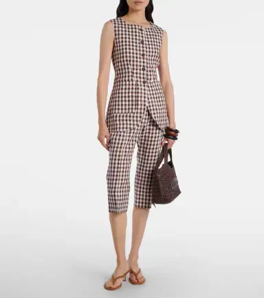 Posse Sadie gingham linen capri pants | Thumbnail 3