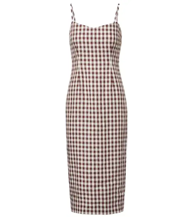 Posse Sadie gingham linen midi dress