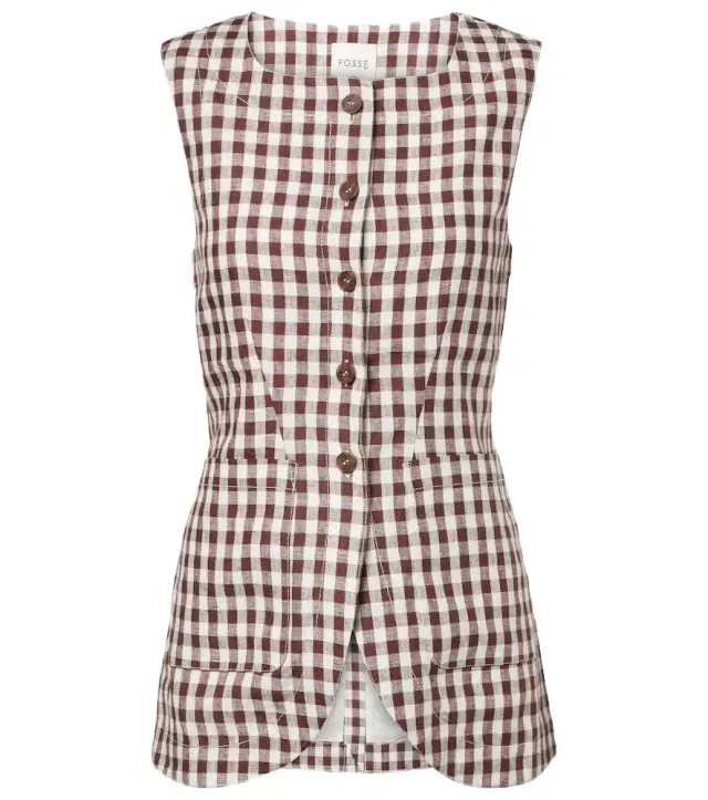 Posse Romeo gingham linen vest