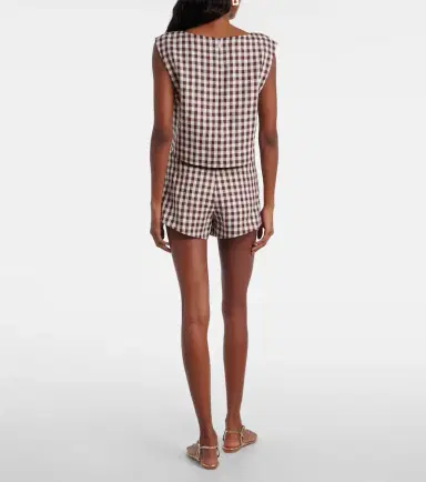 Posse Sadie gingham linen shorts | Thumbnail 4