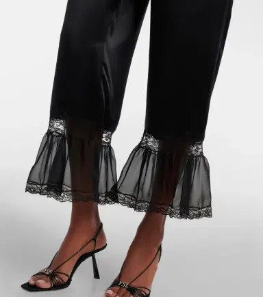 Saint Laurent Lace-trimmed silk satin wide-leg pants | Thumbnail 6 Saint Laurent Lace-trimmed silk satin wide-leg pants | Thumbnail 6