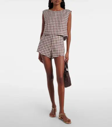 Posse Martina gingham linen crop top | Thumbnail 4