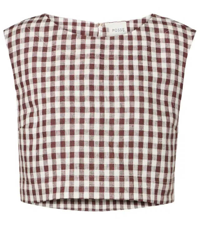 Posse Martina gingham linen crop top