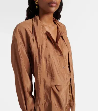 Saint Laurent Lace-trimmed tie-neck romper | Thumbnail 2
