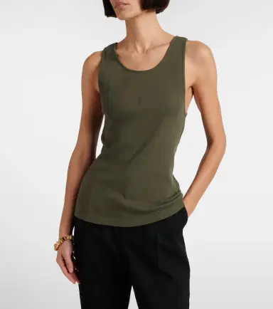 Saint Laurent Cassandre cotton jersey tank top | Thumbnail 2