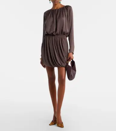 Saint Laurent Draped taffeta minidress | Thumbnail 2 Saint Laurent Draped taffeta minidress | Thumbnail 2