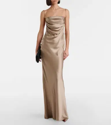 Saint Laurent Draped silk satin gown | Thumbnail 2 Saint Laurent Draped silk satin gown | Thumbnail 2