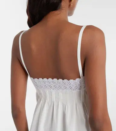 Saint Laurent Lace-trimmed cotton slip dress | Thumbnail 2 Saint Laurent Lace-trimmed cotton slip dress | Thumbnail 2