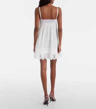 Saint Laurent Lace-trimmed cotton slip dress | Thumbnail 4 Saint Laurent Lace-trimmed cotton slip dress | Thumbnail 4