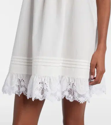 Saint Laurent Lace-trimmed cotton slip dress | Thumbnail 5 Saint Laurent Lace-trimmed cotton slip dress | Thumbnail 5
