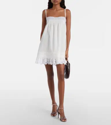 Saint Laurent Lace-trimmed cotton slip dress | Thumbnail 6 Saint Laurent Lace-trimmed cotton slip dress | Thumbnail 6