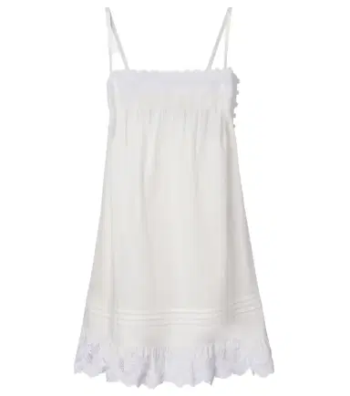 Saint Laurent Lace-trimmed cotton slip dress | Thumbnail 1 Saint Laurent Lace-trimmed cotton slip dress | Thumbnail 1