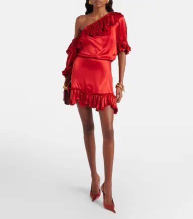 Saint Laurent Ruffled silk satin minidress | Thumbnail 2