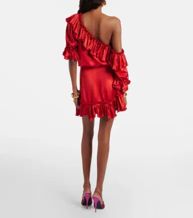 Saint Laurent Ruffled silk satin minidress | Thumbnail 3