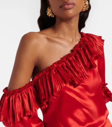 Saint Laurent Ruffled silk satin minidress | Thumbnail 5