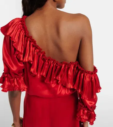 Saint Laurent Ruffled silk satin minidress | Thumbnail 6