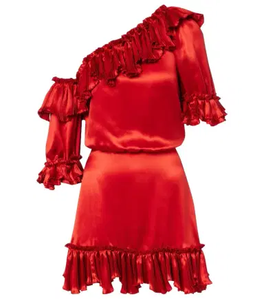 Saint Laurent Ruffled silk satin minidress | Thumbnail 1