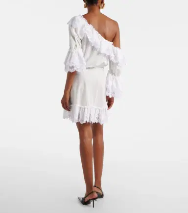 Saint Laurent Embroidered ruffled cotton poplin minidress | Thumbnail 3 Saint Laurent Embroidered ruffled cotton poplin minidress | Thumbnail 3