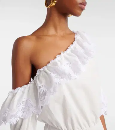 Saint Laurent Embroidered ruffled cotton poplin minidress | Thumbnail 4 Saint Laurent Embroidered ruffled cotton poplin minidress | Thumbnail 4