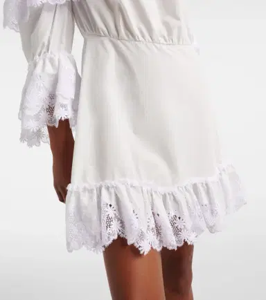Saint Laurent Embroidered ruffled cotton poplin minidress | Thumbnail 5 Saint Laurent Embroidered ruffled cotton poplin minidress | Thumbnail 5