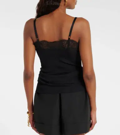 Saint Laurent Lace-trimmed silk jersey tank top | Thumbnail 4