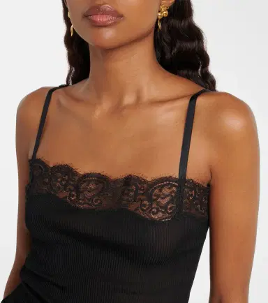 Saint Laurent Lace-trimmed silk jersey tank top | Thumbnail 5