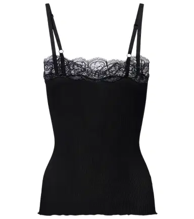 Saint Laurent Lace-trimmed silk jersey tank top | Thumbnail 1