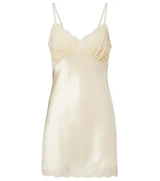 Lace-trimmed silk satin slip dress