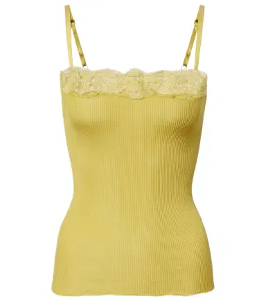 Saint Laurent Lace-trimmed ribbed-knit silk camisole | Thumbnail 1