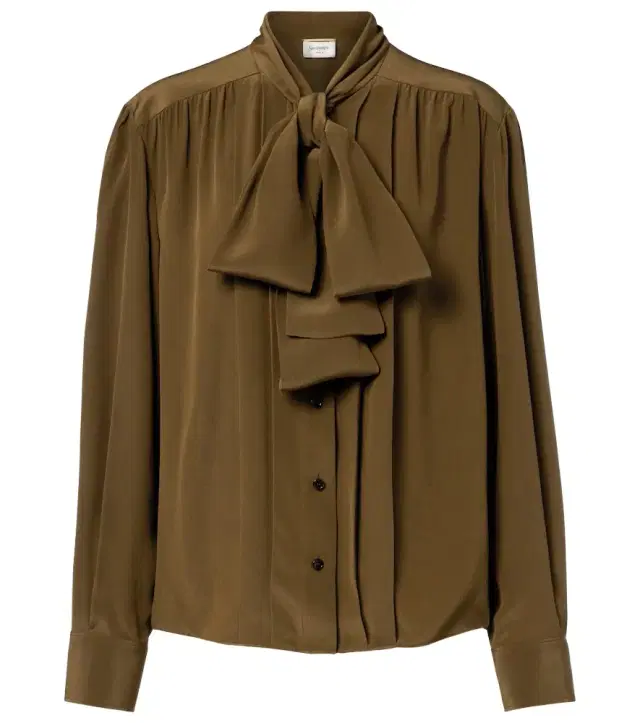 Tie-neck silk crêpe de chine blouse