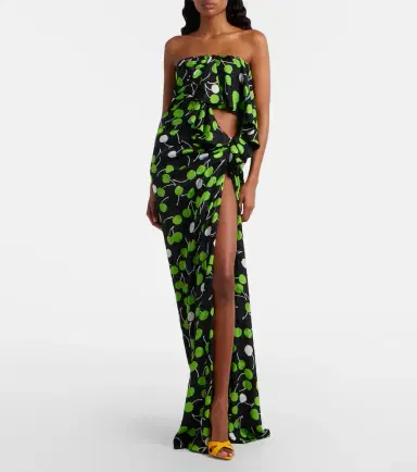 Saint Laurent Cutout printed gathered silk gown | Thumbnail 2 Saint Laurent Cutout printed gathered silk gown | Thumbnail 2