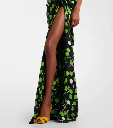 Saint Laurent Cutout printed gathered silk gown | Thumbnail 3 Saint Laurent Cutout printed gathered silk gown | Thumbnail 3