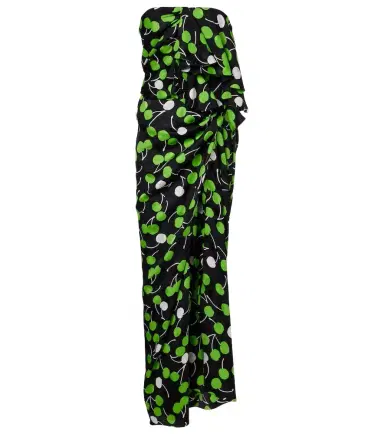 Saint Laurent Cutout printed gathered silk gown | Thumbnail 1 Saint Laurent Cutout printed gathered silk gown | Thumbnail 1