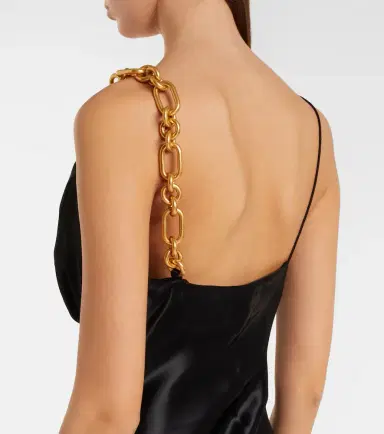 Balmain Chain-detail draped satin gown | Thumbnail 2