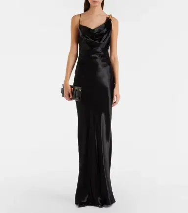 Balmain Chain-detail draped satin gown | Thumbnail 3