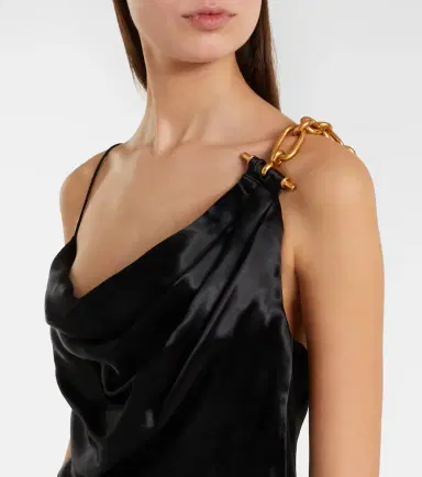 Balmain Chain-detail draped satin gown | Thumbnail 4