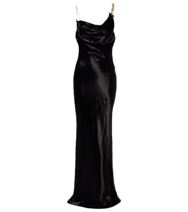 Balmain Chain-detail draped satin gown | Thumbnail 1
