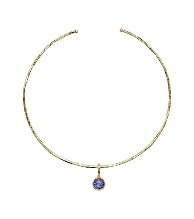 Octavia Elizabeth Olivia 18kt gold pendant choker with diamonds and tanzanite