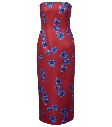 Emilia Wickstead Leila floral duchess satin midi dress | Thumbnail 1 Emilia Wickstead Leila floral duchess satin midi dress | Thumbnail 1