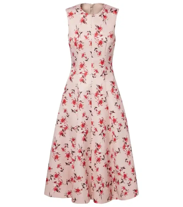 Mara floral faille taffeta midi dress