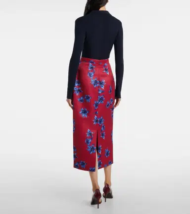 Emilia Wickstead Lorelei floral duchess satin pencil skirt | Thumbnail 4