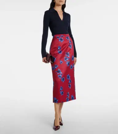 Emilia Wickstead Lorelei floral duchess satin pencil skirt | Thumbnail 5